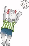 Hanna Hippo opettelee torjumaan pallokoulussa.